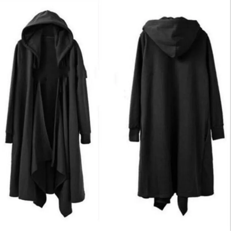 

Hot Sale Dark Black Men Shawl Non Mainstream Personality Clothes Cloak Long Coat Windbreaker Autumn Gothic Street Stage Jacket