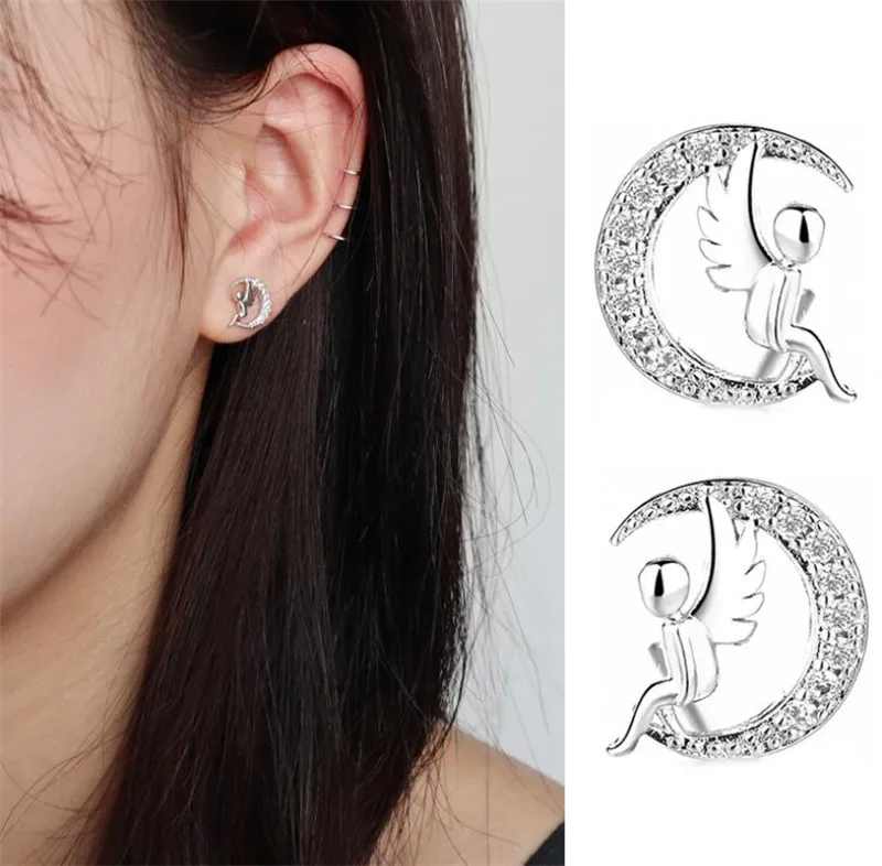 Модные ювелирные изделия Oly2u милые серьги в виде Купидона винтажные шикарные