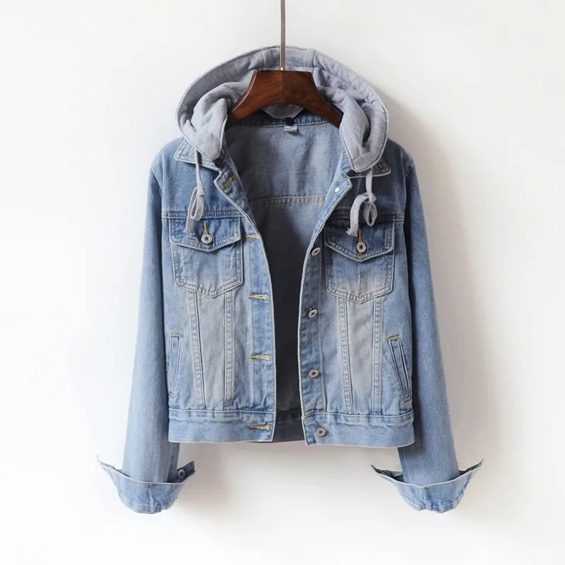Джинсовое короткое пальто для женщин весна 2020 приталенная куртка с длинным