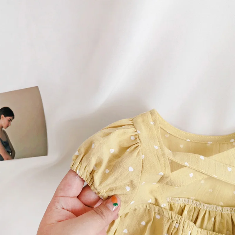 Новинка лета 2022 платье с лямкой на шее для девочек детское повседневное желтое в