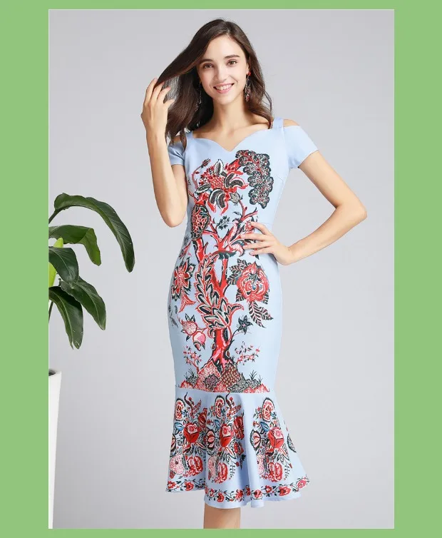 Vestidos verano mujer Алмазный бисер с принтом сексуальные vestidos de festa saia Миди женские платья слинг рыбий хвост облегающее платье