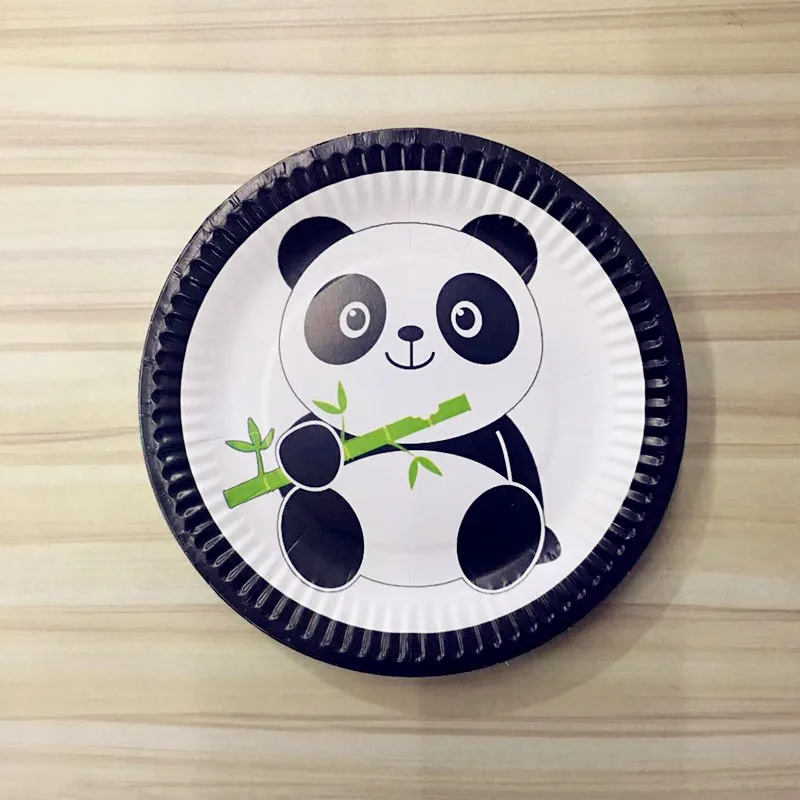 10 шт./лот Мультяшные милые белые черные панды одноразовые 7 дюймовые тарелки для