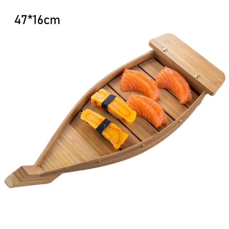 

Japanese Cuisine Sushi Boats Cooking Tools Simple Sashimi Assorted Decor Handmade Wooden Boat Model Food Storage Tray Case Spot