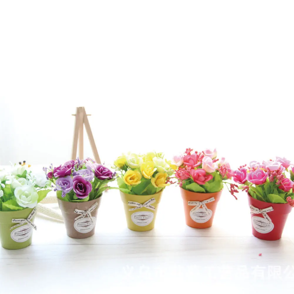 

Artificial Flower Bonsai Plastic Pot Small Tree Home Table Garden Decor Prop Artificial Bonsai Pots Party Decoration