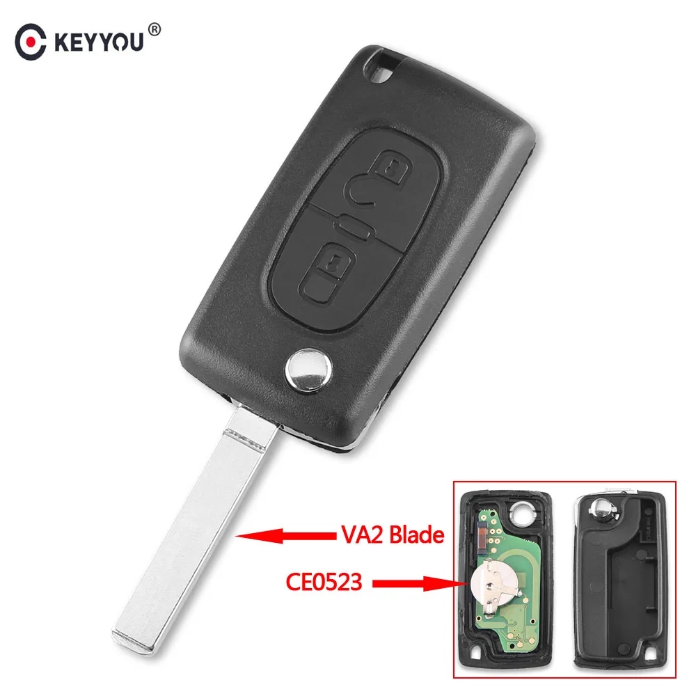 KEYYOU 2 кнопки 433 МГц пульт дистанционного управления для PEUGEOT Expert Partner 207 307 308 407 807 CC SW