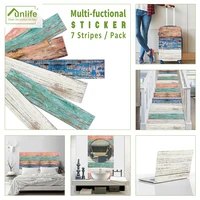 Funlife   21x100cmx7pcs American Retro Old Wooden Self adhesive Kitchen Bathroom Tile Sticker Stair Waterproof DIY Wall Sticker