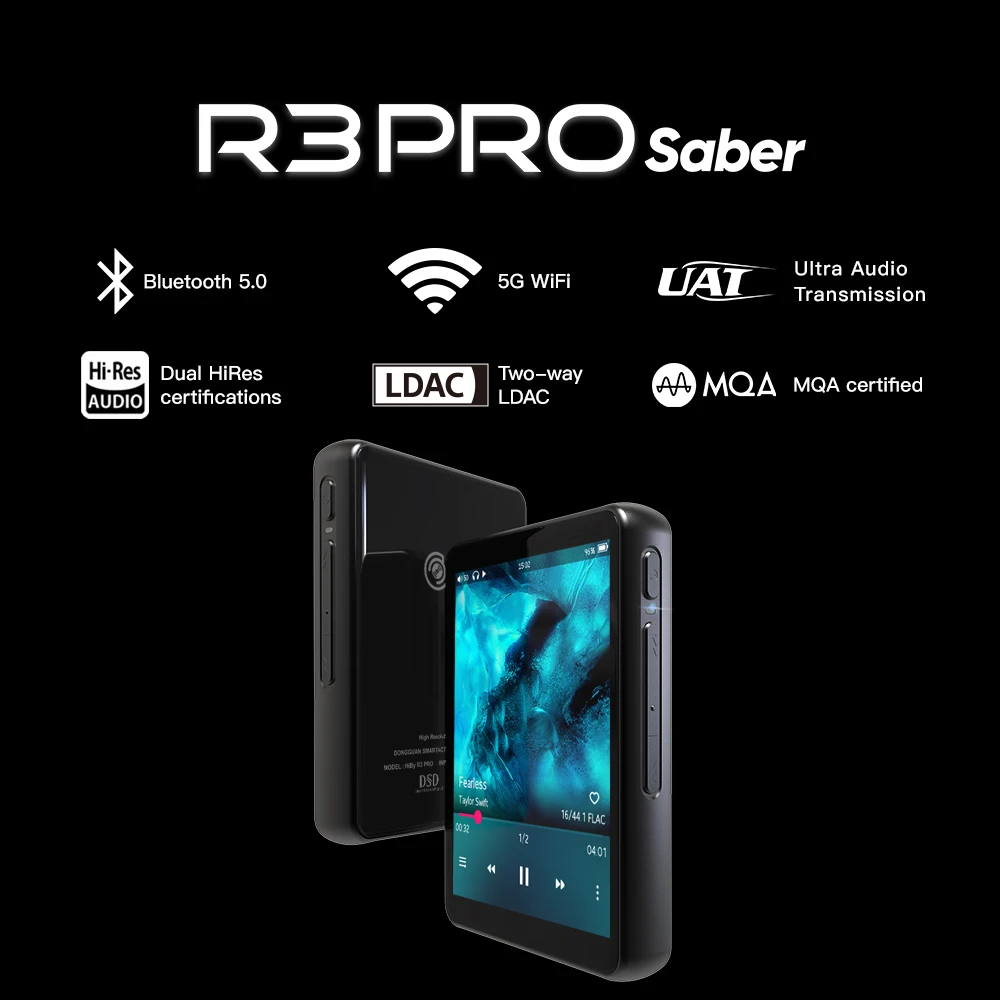  HiBy R3Pro Saber Network Streaming Bluetooth MP3 музыкальный плеер HiRes Lossless Audio Tidal MQA 5GWiFi UAT LDAC DSD256 веб-радио 