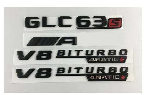 Черный для GLC63s Для AMG V8 BITURBO 4matic + багажник значок на крыло эмблемы Mercedes Benz|Эмблемы|