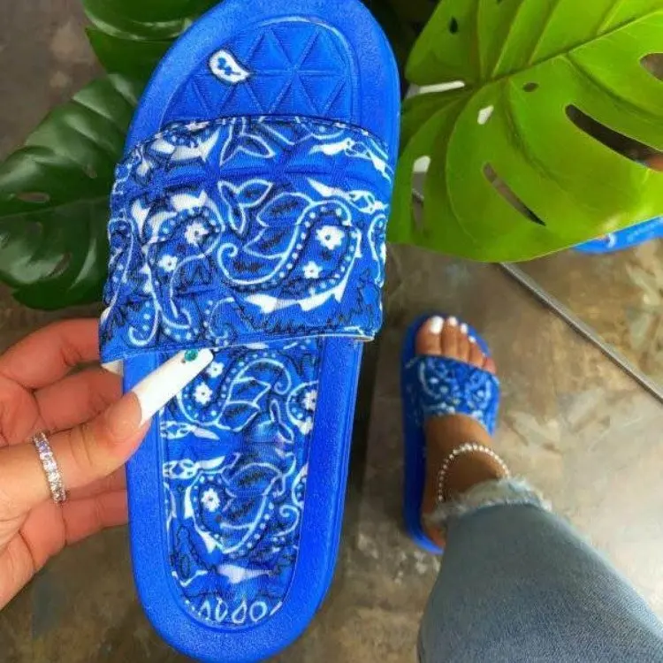 

Women's Comfy Bandana Slip-On Slippers Slide Indoor Outdoor Flip-flops Beach Shoes Summer Toe Flip Flops Non-Slip Slippers