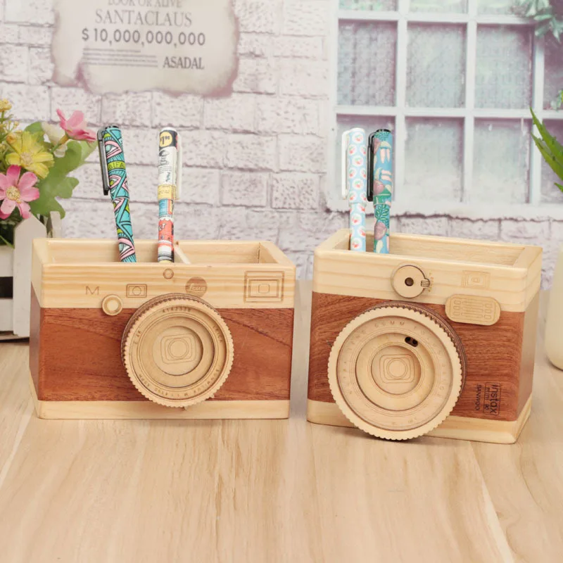 

Wooden Carving Camera Shape Office Ornaments Wooden Crafts Tea Table Home Desk Decorations Best Gifts