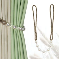 1piece pearl crystal bead curtain tieback polyester fabric rope buckle simple curtain accessories