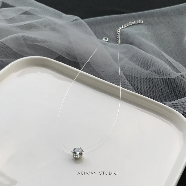 Лидер продаж Женское Ожерелье из прозрачной лески невидимое женское ожерелье с