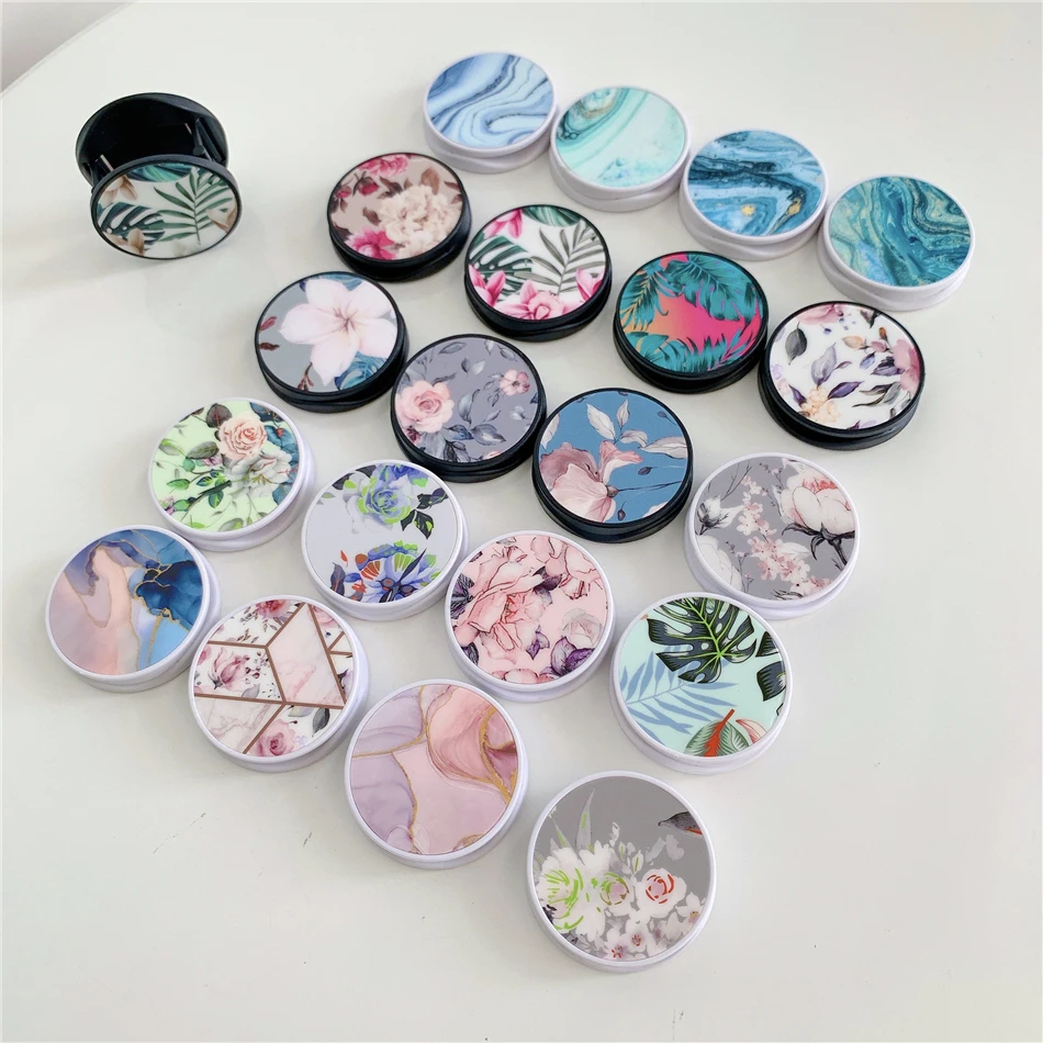 

Flower Expanding Phone Stand Grip Finger Rring Support Anti-Fall Round Foldable Phone Holder Floral for iPhone 12 Accessories