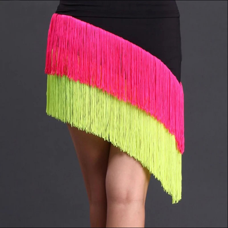 Сексуальная юбка для латинских танцев до колена с оборками короткая