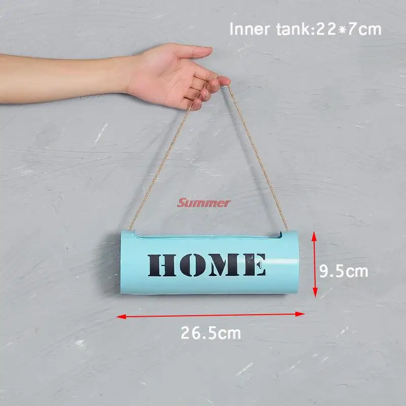 

Retro Iron Flower Bucket Hanging Flower Pots Holder Industrial Style Decoration