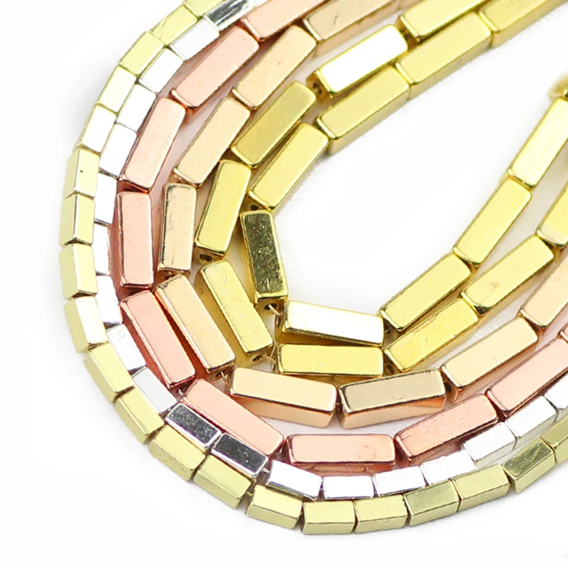 

Rose Gold Color Rectangle Square Hematite Natural Stone Spacer Loose Beads For Jewelry Making Diy Bracelet Accessories 4/6/9mm