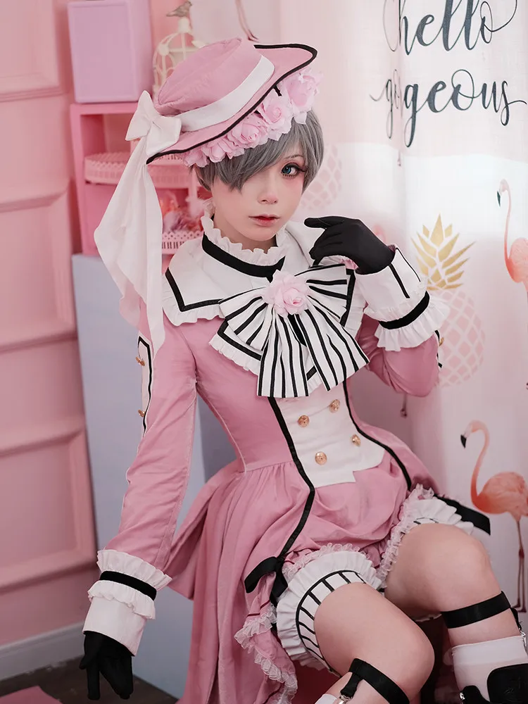 Аниме Черный дворецкий костюм для косплея Ciel Phantomhive Robin платье лолиты на Хэллоуин B