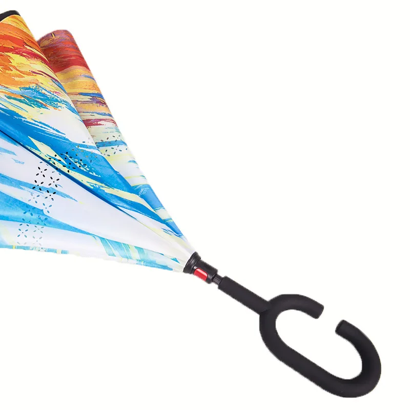Sunny and Rainy Men Women Anti UV Inverted Umbrella Reverse Night Snow Umbrellas Stand Inside Windproof Folding Double Layer | Дом и сад