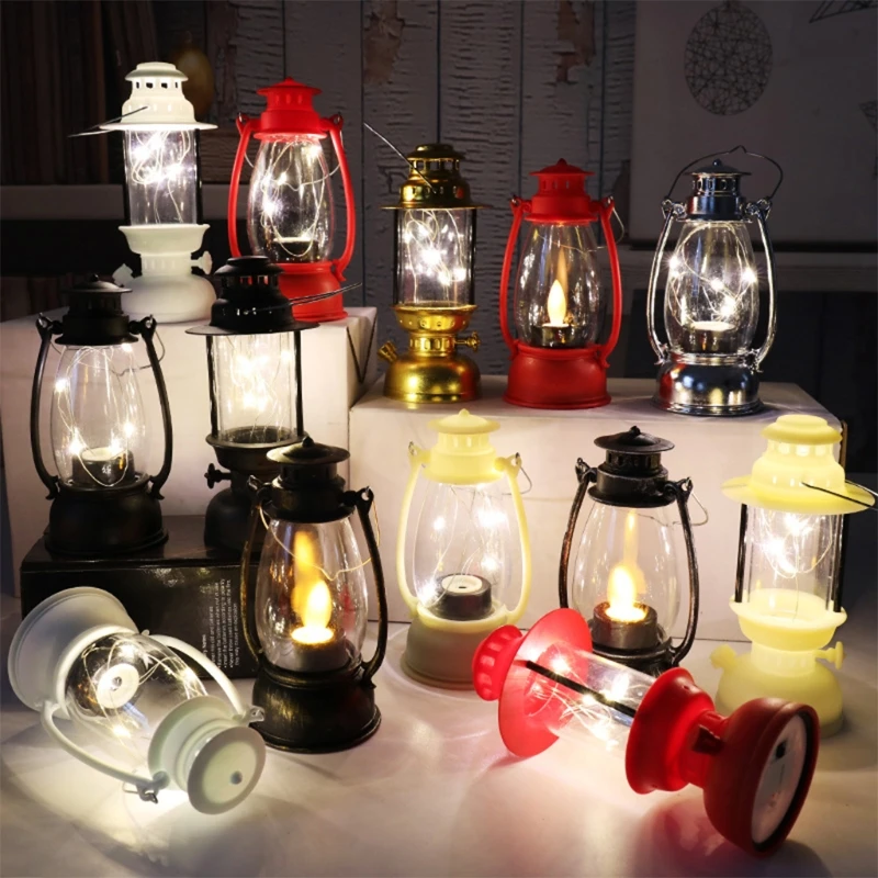Vintage Hurricane Lantern Battery Operated Hanging Candle Light Retro Antique LED Oil Lamp for Christmas Decoration | Дом и сад