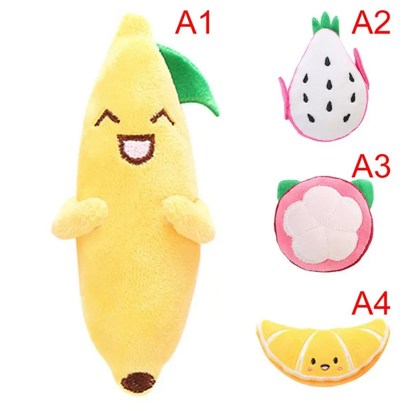 Pet Cute Fruit Shape Plush Toy Cat Chews Teeth Cleans Orange / Mangosteen Dragon Banana 1 | Дом и сад