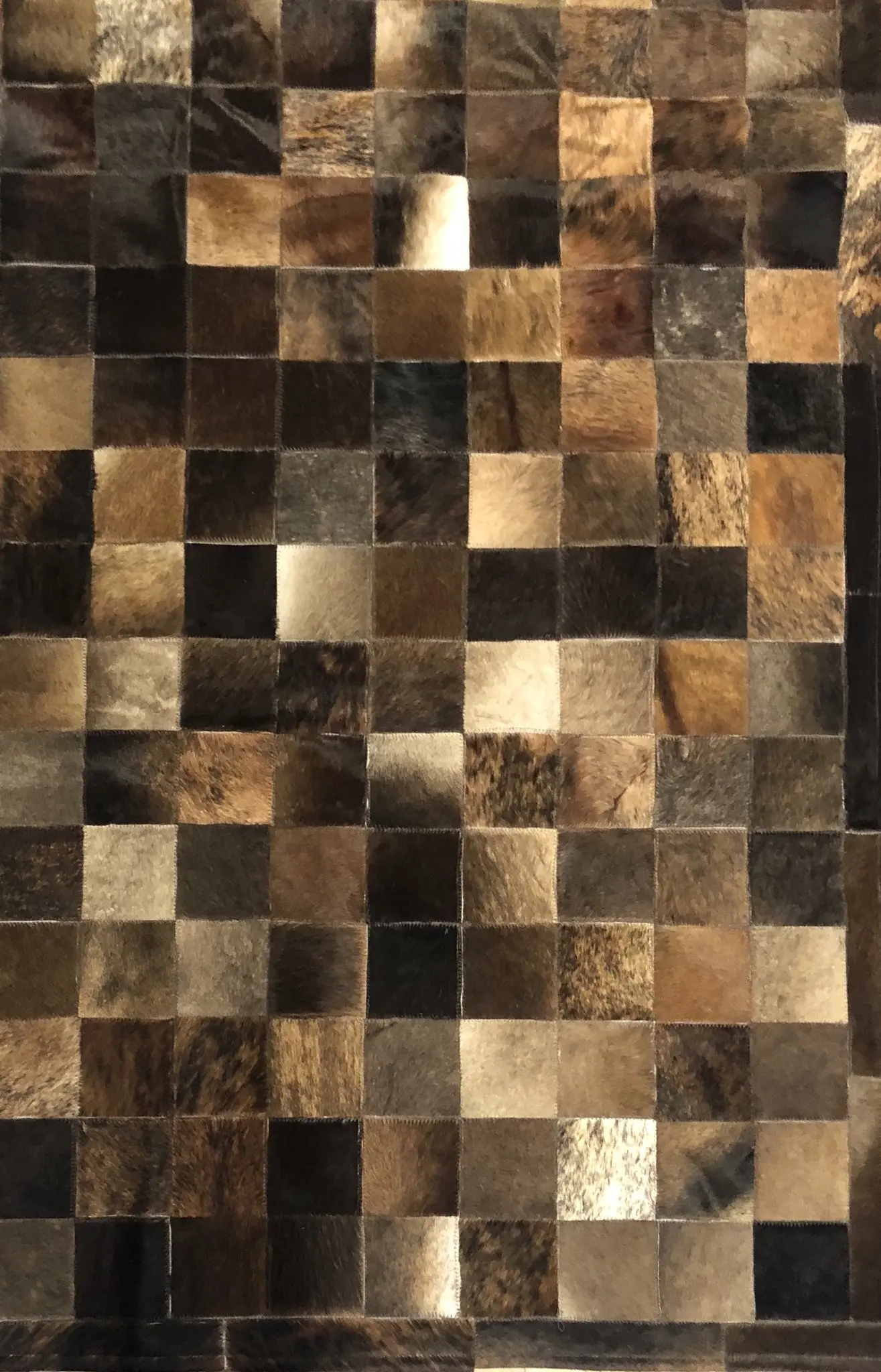 

Handmade Dark Brown Patchwork Cowhide Area Rug HF-22