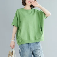 summer women large size solid color harajuku t shirts female fashion korean style oversize tops office casual loose pullover