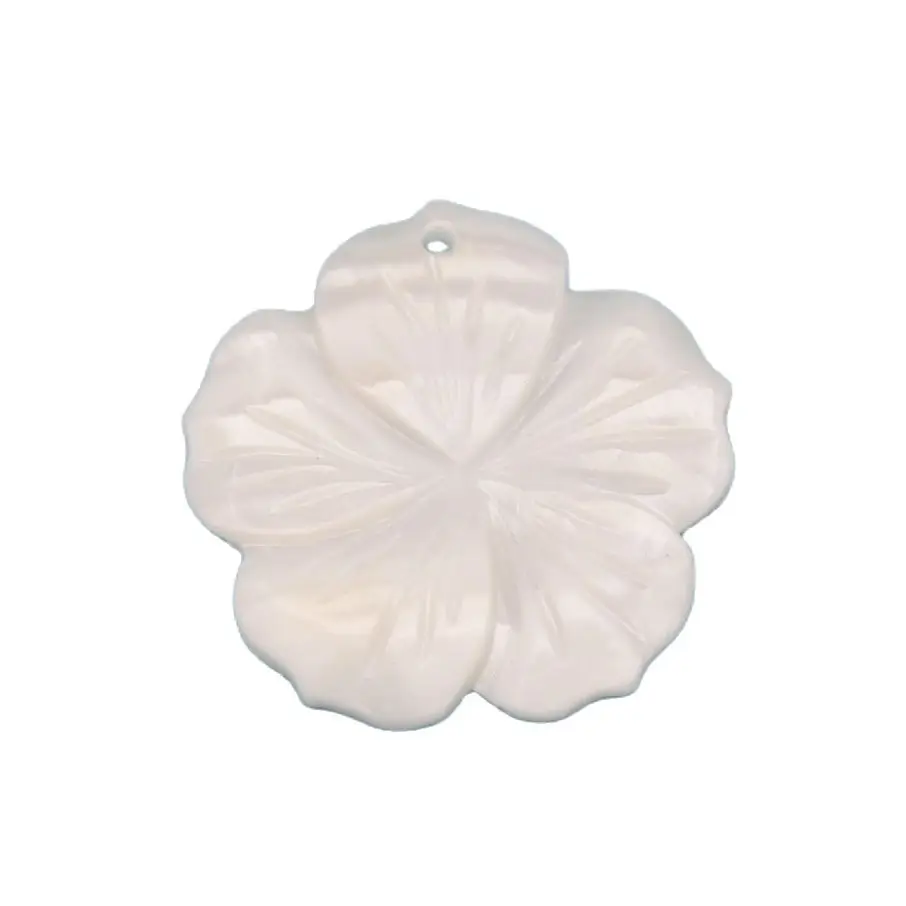 

1 PCS 25mm White Shell Flower Carved Natural Sea Water Mother of Pearl