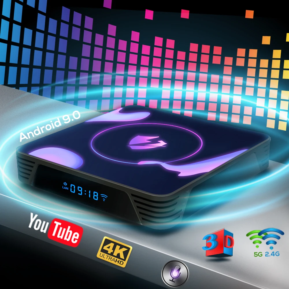 CRENOVA ТВ приставка на Android 9 0 RK3318 4 Гб ОЗУ 64 ПЗУ 4K Netflix Youtube Google голосовой помощник LET1