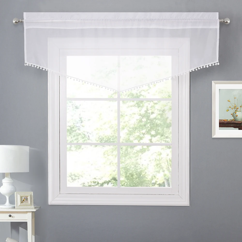 Прозрачные шторы с помпоном nictown модная вуаль карманом на белом стержне и