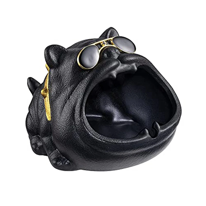 

Outdoor Ashtray for Cigarettes Ceramic Ash Tray for Weed Fancy Ash Holder of Black Bully Dog Birthday Gift for Men