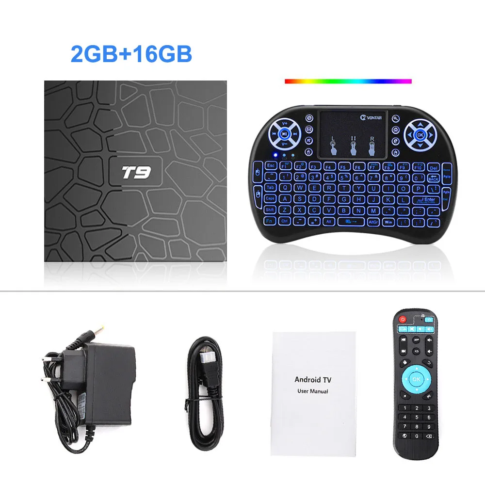 2G16G backlit i8 Android 8,1 VONTAR T9 ТВ коробка 4 Гб 64 Гб RK3328 4 ядра USB3.0 H.265 HEVC 1080 p Wi-Fi 5 ГГц BT4.0 Youtube Декодер каналов кабельного телевидения media player - Цвет: 2G16G backlit i8