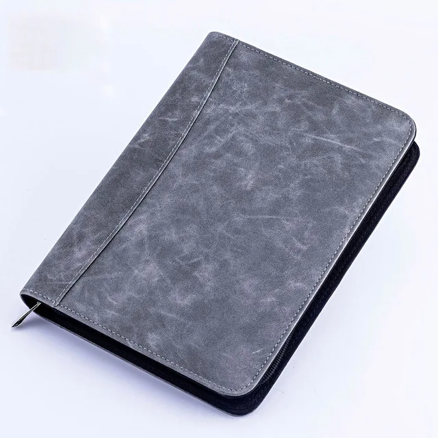Серый А5 Папка для документов с калькулятором на молнии Fichario Binder Padfolio портфель для ноутбука сумка для путешествий - Цвет: Серый