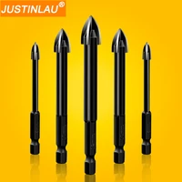 justinlau glass drill bit set alloy carbide point with 4 cutting edges tile glass cross spear head drill bits 5 8pcsset 3 12mm