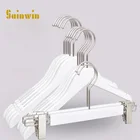 Вешалка из массива дерева, 10 шт.лот, Нескользящие вешалки для одежды, белые деревянные вешалки для пальто (30 шт. с логотипом для банки)