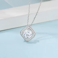 1 carat moissanite necklace luxury square 6 5mm 925 sterling silver necklaces for women wedding jewelry gra certification