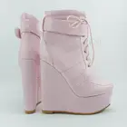 Женские ботинки на танкетке SEIIHEM, розовые повседневные ботинки на платформе, большие размеры 42 44 50 52, Осень-зима 2021