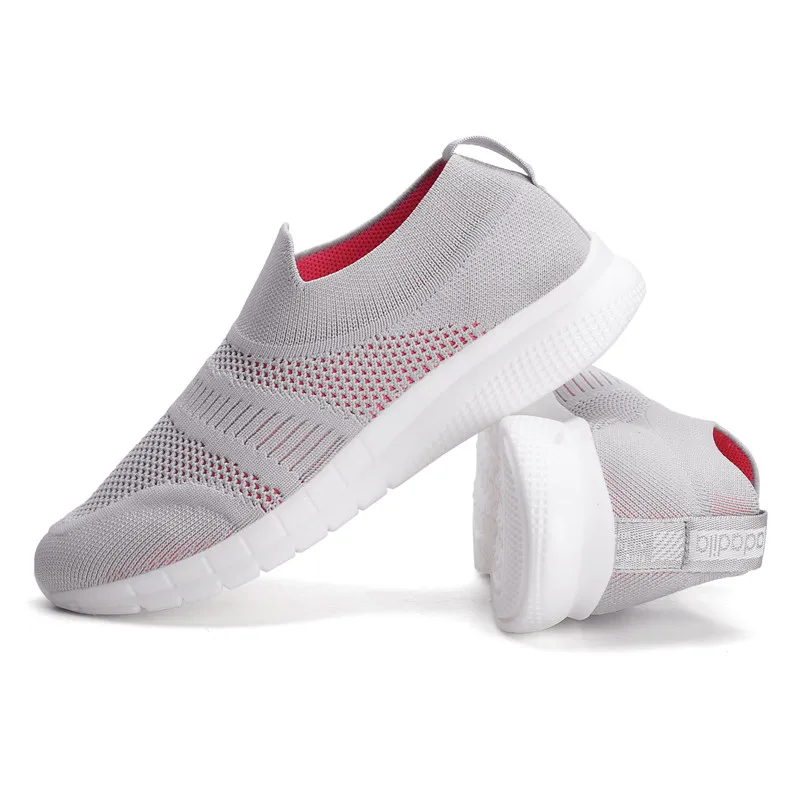 

Breathable Fly Knitting Sneakers Women Summer Casual Shoes Flat Slip On Women Loafers Plus Size 35-42 Zapatillas Mujer XFJ960