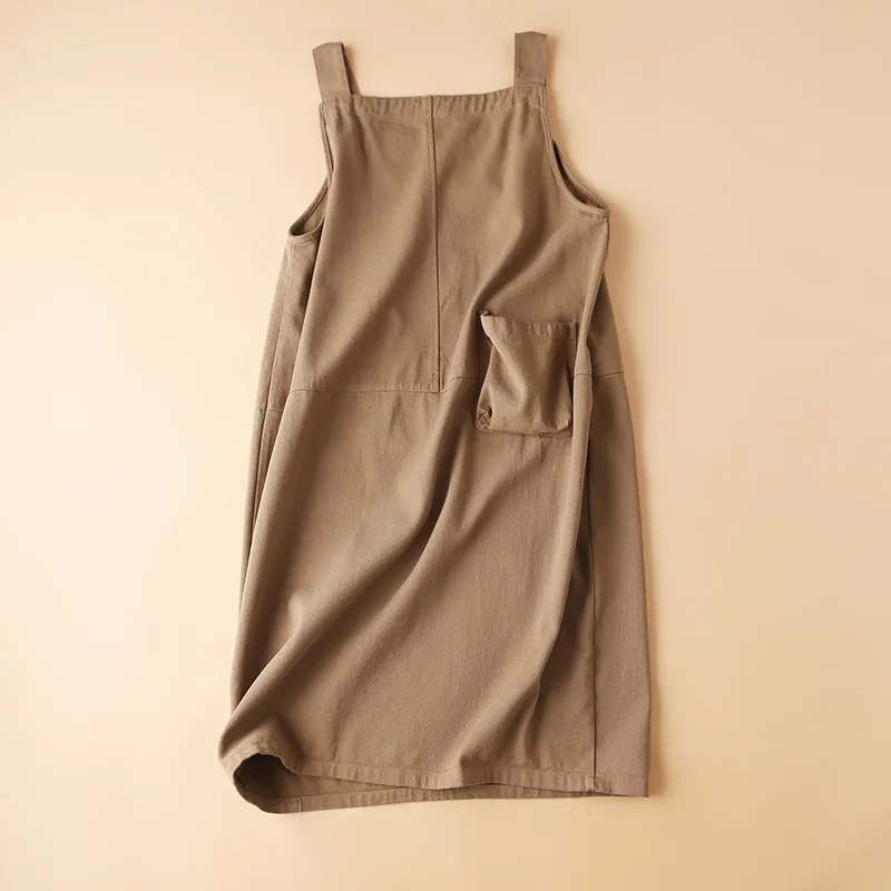 

SHUCHAN COTTON Tank Dress with Sleeveless Knee-Length Straight Japan Style Summer Dresses 2021 Women Fashion Clothing