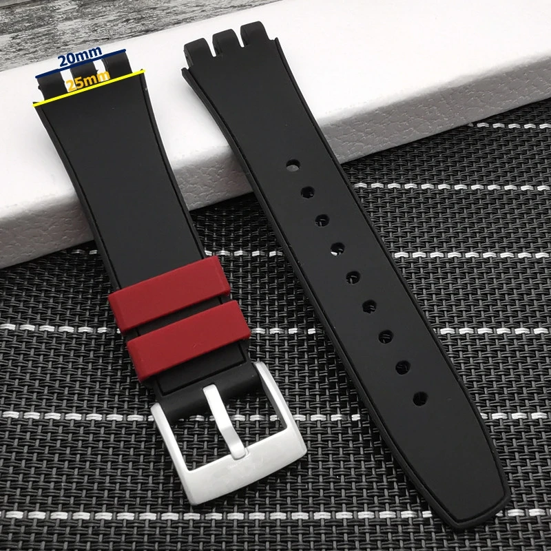 Black strap Высокое качество 20 мм* 25 ммм силиконовый резиновый ремешок для часов образец Ремешка Красное колесо YYS4004 YYS Инструменты серии бесплатно - Цвет ремешка: Black strap