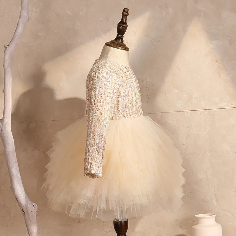 Осенне-зимнее Цветочное платье для девочек новогодние платья маленьких с