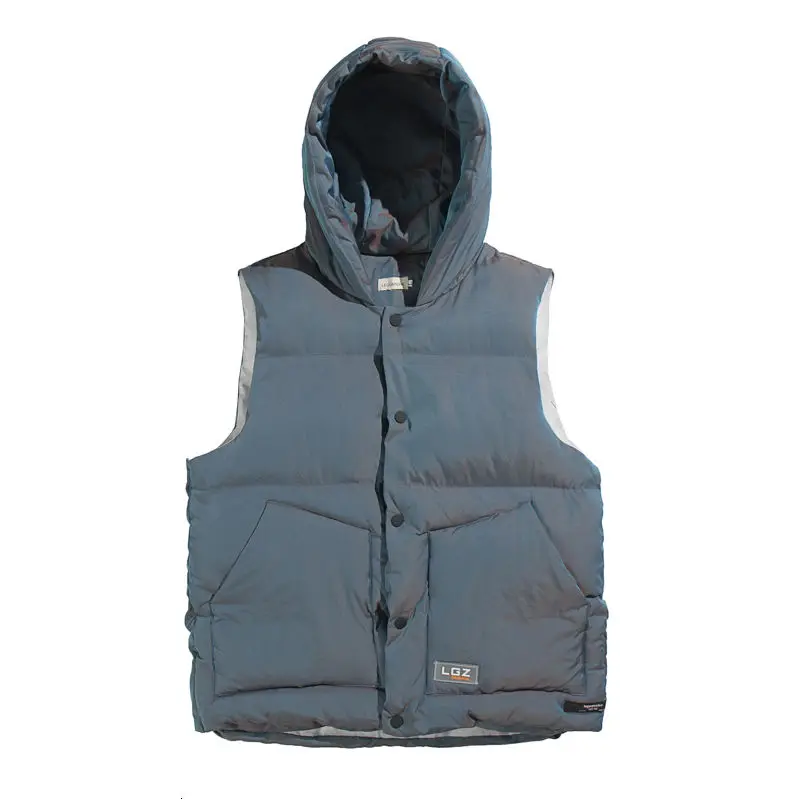 

Classic Hooded Vest Men Autumn Winter Solid Pocket Bread Service Jackets Slim Short Coats Waistcoat Casual Warm Jacket Oversize