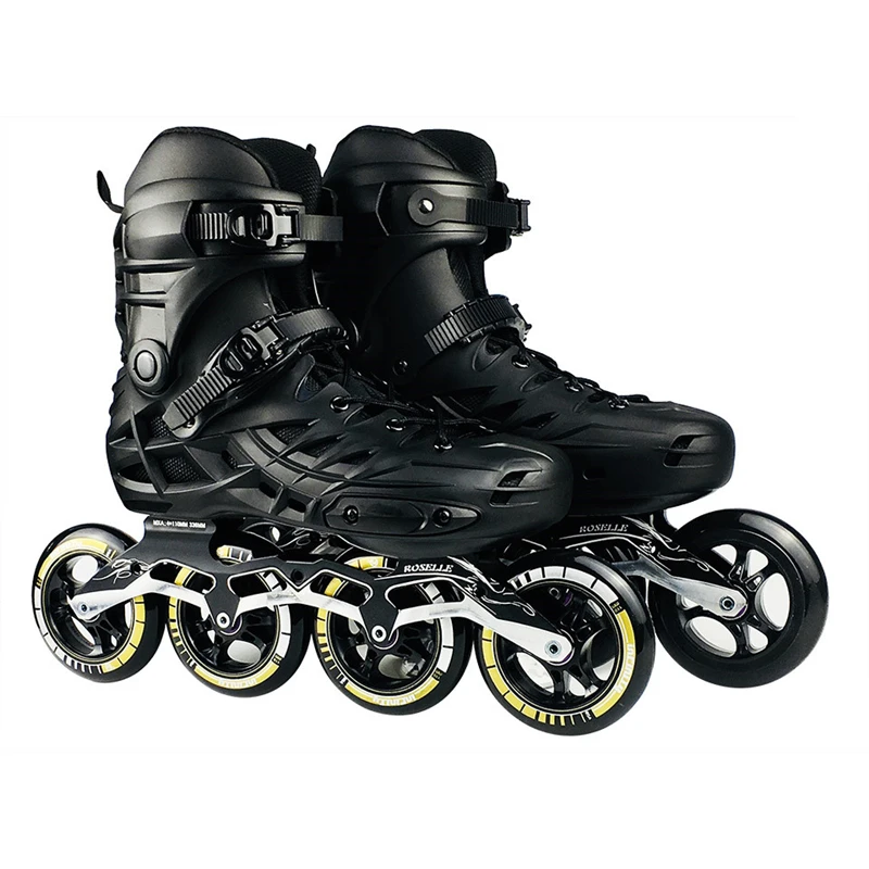 black 45-46 Скоростные роликовые коньки, профессиональные полуботинки, обувь для катания на коньках, 4*110/100 мм, колеса, размер 35-46,, роликовые коньки SH62 - Цвет: black 45-46