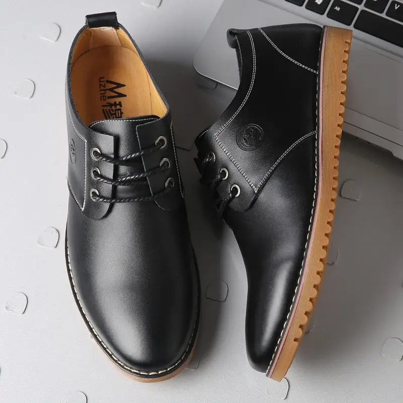 

Leather shoes men's leather breathable shoes Korean version of British breathable shoes men's tendon men's casual