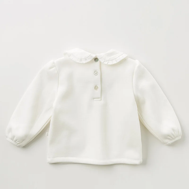 DB11650 dave bella/зимняя Милая футболка со съемным бантом для маленьких девочек детские