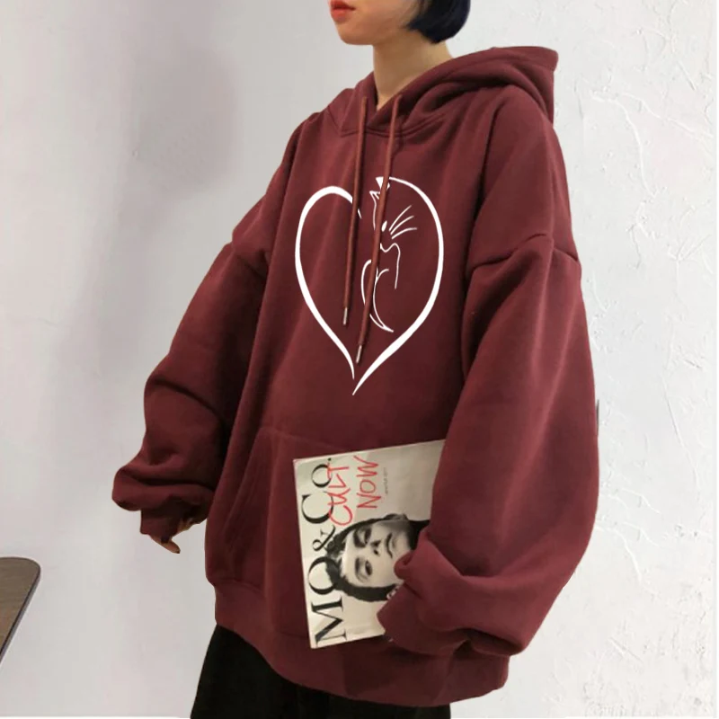 Women's Casual Hoodie Spring and Autumn Loose Printing Pullover Ladies Fashion Hooded Comfortable Clothes Oversize for Female
