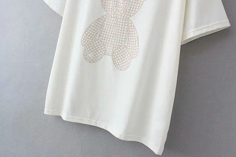 

Plus size Bright Diamond Bear cotton Women's t shirt 2021 summer casual ladies tee shirt O-Neck short seelve t-shirts femme