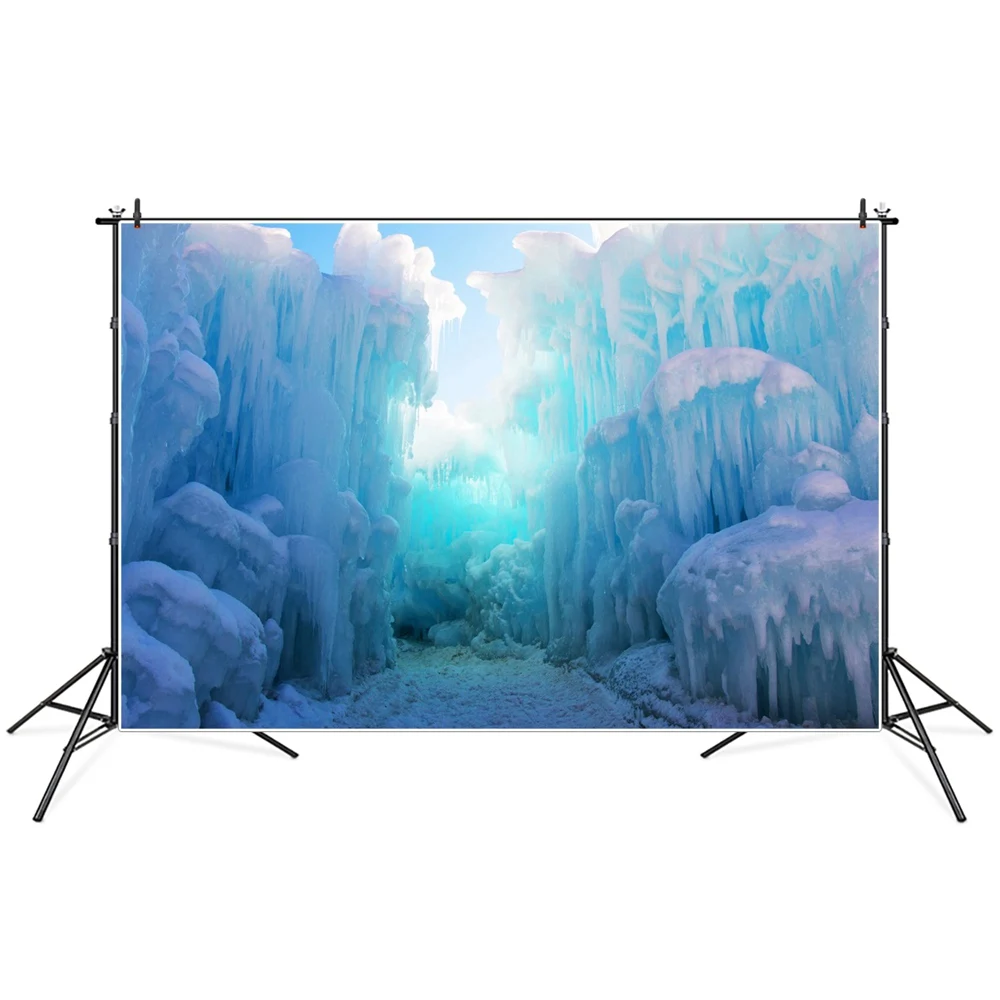 Winter Frozen Ice Cave Cliff Photography Backgrounds Photozone Photocall Baby Party Photographic Backdrops For Photo Studio