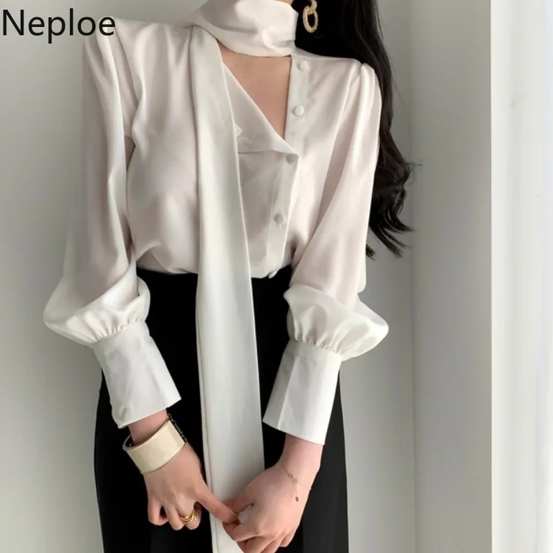 Neploe 2020 Весенняя новая стильная белая рубашка с длинным рукавом Женская Базовая