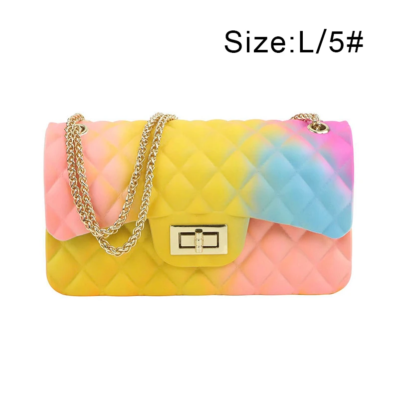 

Women Shoulder Bag Fashion Matte PVC Color Rhombic Chain Jelly Bag Handbag New