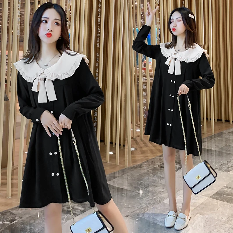 2019 Новое поступление весенне осеннее платье для беременных милое ТРАПЕЦИЕВИДНОЕ